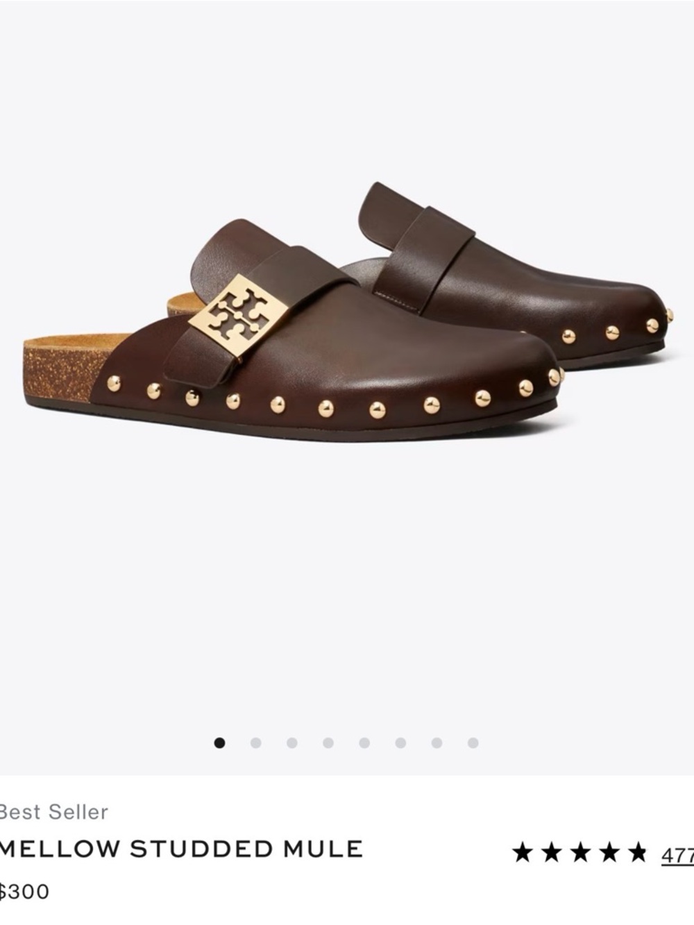 Tory Burch Dark Brown Leather Mule with Gold Logo - Picture 2 of 9